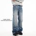 Unisex Baggy Jeans With Cracked High-Street Style – Relaxed Fit, Flared Leg, Vintage Washed Denim For Men & Women_voghion.com