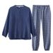Spring and Autumn Pure Cotton Japanese Plaid Men's Home Suit Long-sleeved Simple Double-layer Gauze Pure Cotton Thin Pajamas_voghion.com