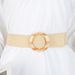 Fresh And Fashionable Elastic PP Straw Woven Wide Bohemian Style Round Buckle Decorative Dress Belt For Women_voghion.com