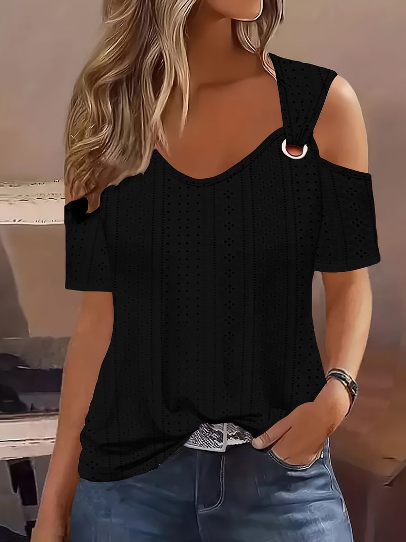 Odzież damska Letnia koszulka damska slim fit z krótkim rękawem_voghion.com