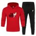 Herren Fleece-Sweatshirt Zweiteiliges Freizeit-Sport-Set Tide Kapuzenpullover Bedruckte Jogginghose_voghion.com