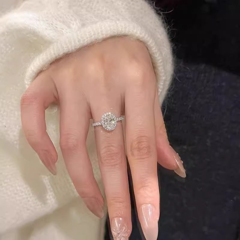 Nuovo anello aperto con moissanite in argento puro S per donna, design semplice e alla moda, sensazione di lusso leggero e di alta qualità._voghion.com