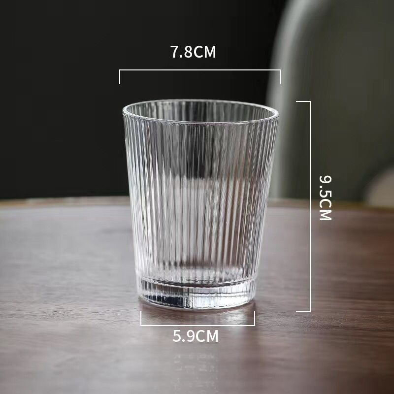 Hotel Guest Room Mouthwash Restaurant Vertical Striped Water Beer Commercial Household Tea Thick Glass Cup_voghion.com