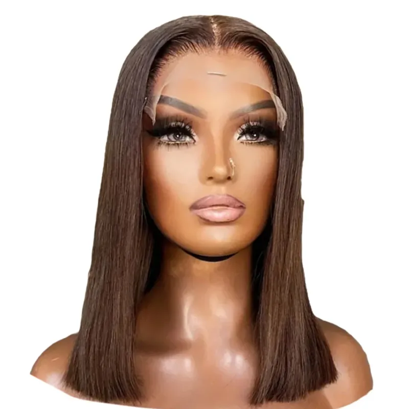 Brown Chocolate Bob Straight Wig Brazilian Remy Human Hair High Density 100% Quality 210% Density Wigs_voghion.com