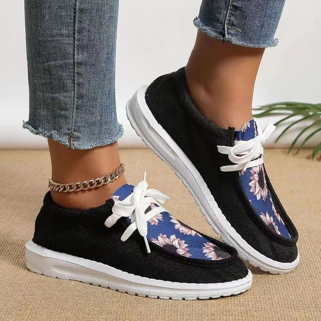 Independent Station Foreign Trade Plus Size 2023 European And American Casual Round Toe Flat Comfortable Canvas_voghion.com