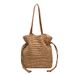Drawstring Closure Women's Single Shoulder Woven Trendy Fashion Straw Beach Bucket Bag For Women_voghion.com