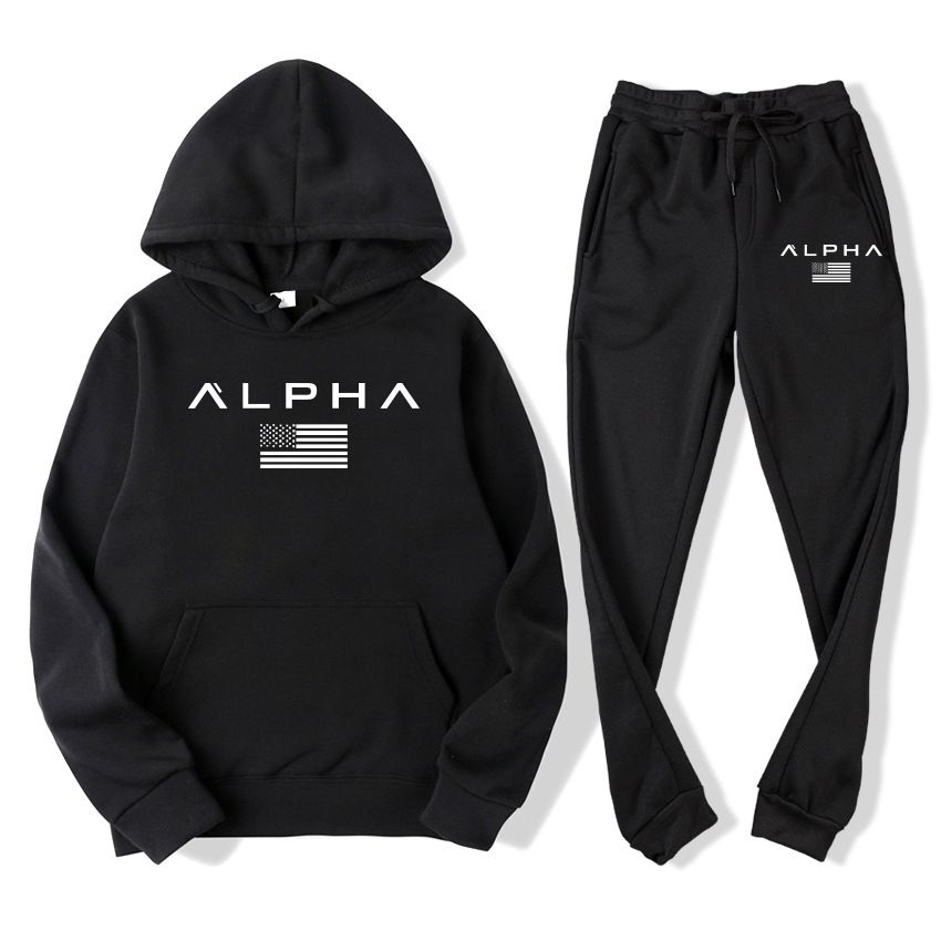 Maglione da uomo set maglione felpato pantaloni casual felpa sportiva aspetto autunno e inverno set di due pezzi_voghion.com