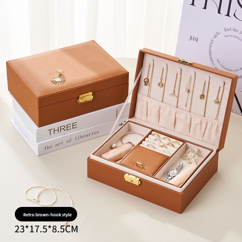New Melad Double-Layer Jewelry High-End Exquisite Anti-Oxidation Earrings Necklace Studs Ear Accessories Storage Box_voghion.com