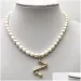Collane con ciondolo 50 cm alla moda con perle autentiche 26 lettere girocollo con lettera iniziale dalla A alla Z collana in acciaio inossidabile con perline in metallo_voghion.com