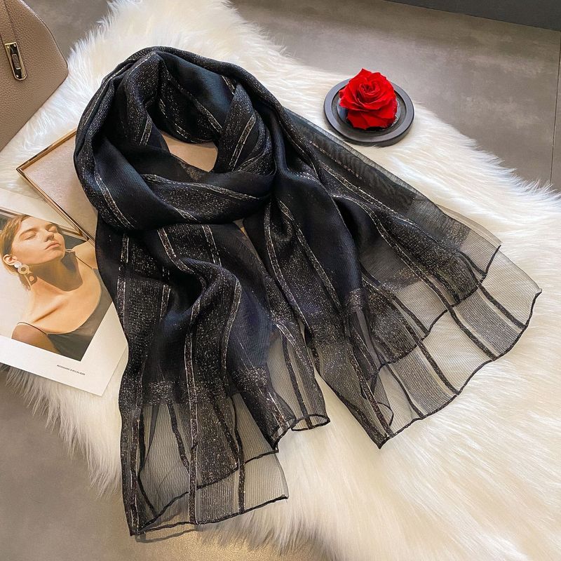 Sciarpa di seta versatile per la mamma, lunga, primavera e autunno, da donna, solida, regalo_voghion.com