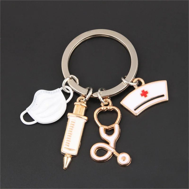 Nurse Doctor Mask Keychain Medical Staff Rescue Key Ring Nurse's Day Accessories Parts_voghion.com