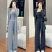 001 2025 Primavera e Autunno Nuovi Pantaloni Larghi alla Moda Snellenti a Maniche Lunghe per Le Donne Set da Tre Pezzi_voghion.com