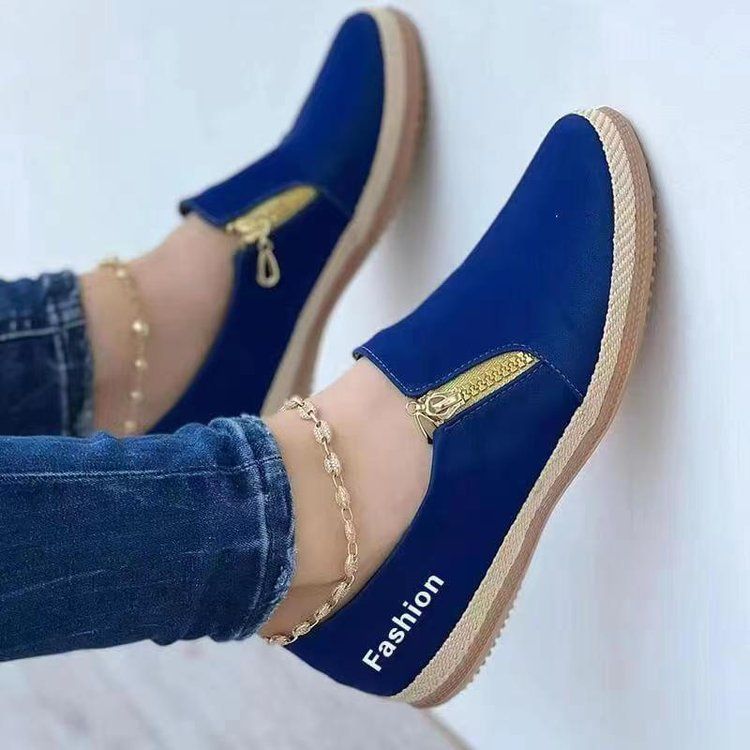 Women's fashion new large size casual loafers solid color sponge bottom hemp rope canvas shoes_voghion.com