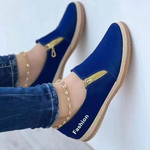 Women's fashion new large size casual loafers solid color sponge bottom hemp rope canvas shoes_voghion.com