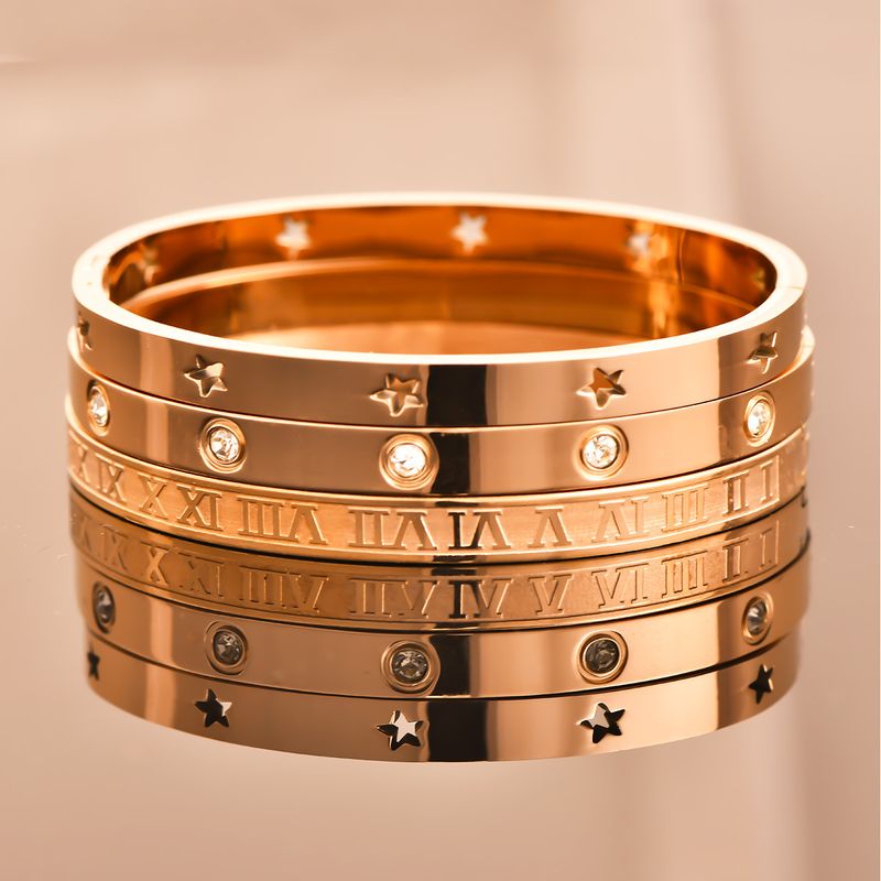 3PCs Fashion Light High Quality Stainless Steel Dia Studded Hollow Stackable Jewelry Set Women's Bracelet_voghion.com