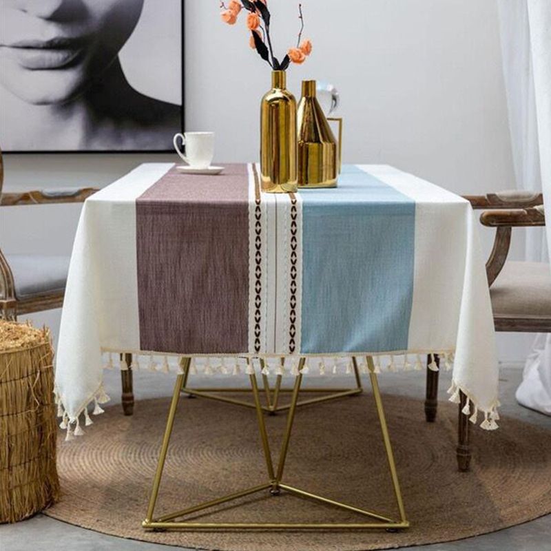 Blue & Green Checkered Cotton Linen Tablecloth – Stylish Square Waterproof Table Cover For Dining & Coffee Tables (Multiple Sizes)_voghion.com