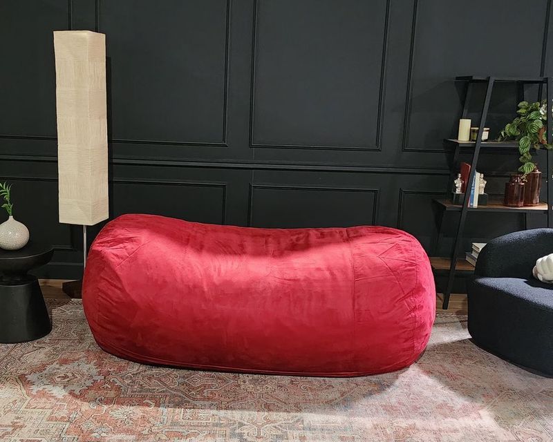 Jasper Traditional 8 Foot Cylindrical Suede Bean Bag, Red_voghion.com