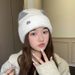 Autumn Winter For Women Sweet Cute M Cat Ear Plush Versatile Cold-Proof Pullover Outdoor Knitted Hat_voghion.com
