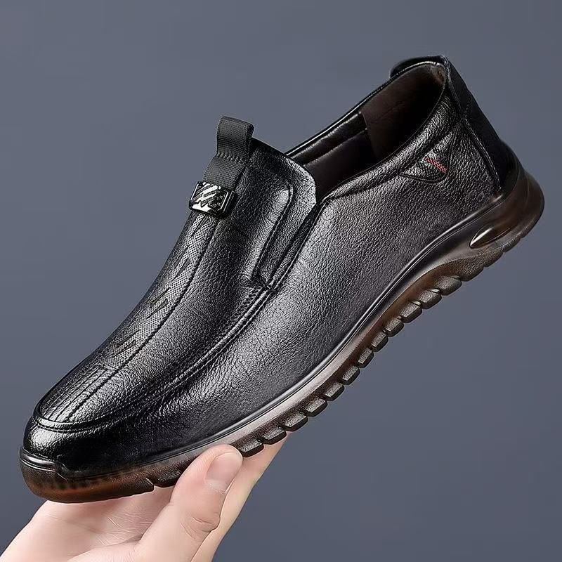 High-End Business With Beef Tendon Sole, New Dad For Men, Sole And Soft Surface Slip-On Casual Leather Shoes_voghion.com