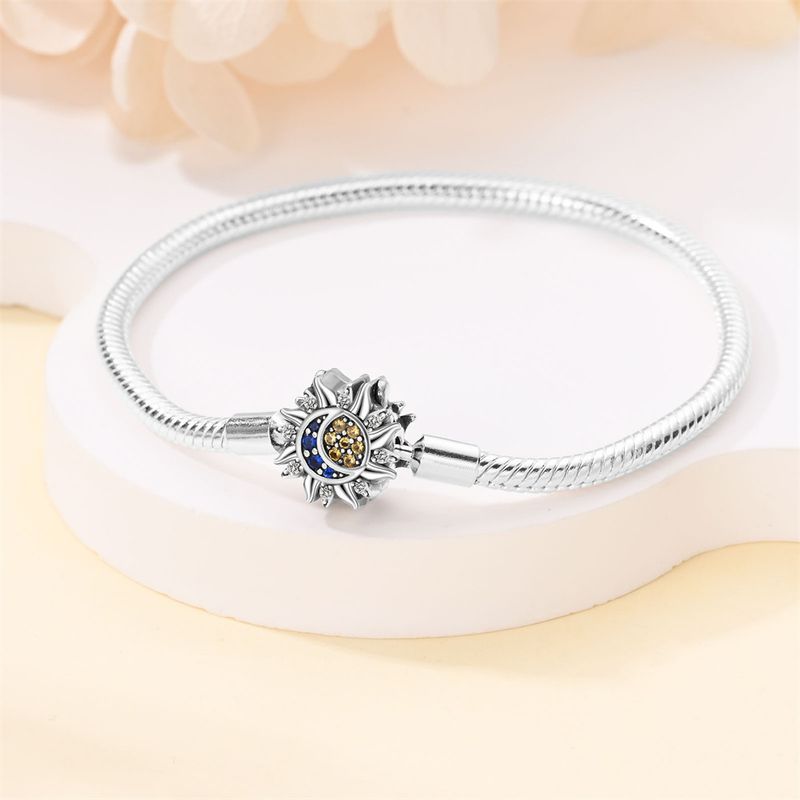 Gioielli da donna, bracciale in argento 925 placcato in rame, gioielli con grandi fori, stella e luna, ciondolo con perline fai da te_voghion.com