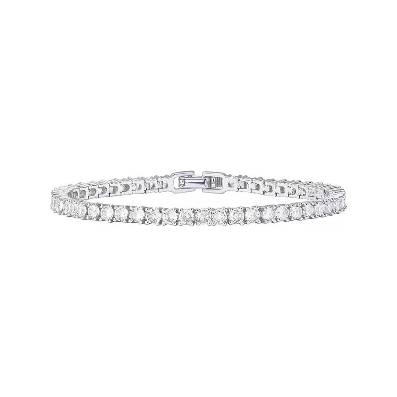Bracciale tennis con catena a fila singola da 4,0 mm con diamanti_voghion.com