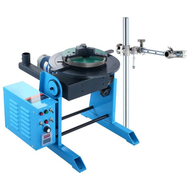 Rotary Welding Positioner 50KG, 0-90° Welding Positioning Turntable Table 0.5-6RPM 120W, With 12.4 Inch 3-Jaw Lathe Chuck & Welding Torch Stand_voghion.com