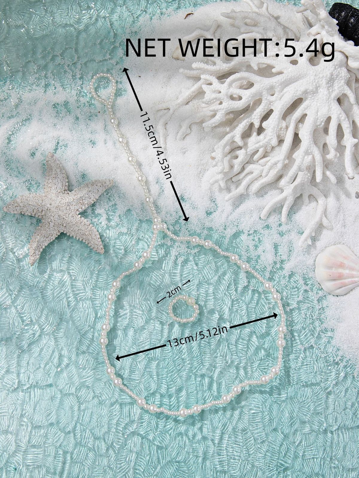 Neues, modisches, schlichtes, doppellagiges Strand-Fußkettchen mit Perlen, zweiteiliges Set_voghion.com