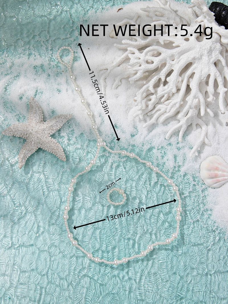 New Fashion Simple Double Layer Beach Anklet Pearl Foot Ring Two-Piece Set_voghion.com