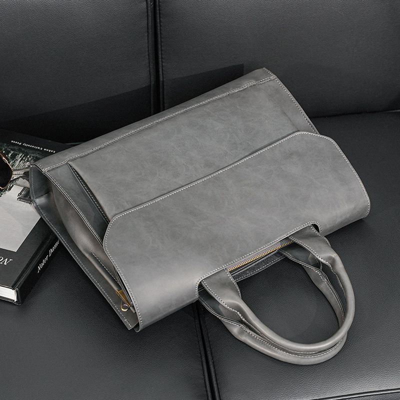 Retro simple handbag, new Korean version men's bag shoulder messenger bag, trendy business computer file bag_voghion.com