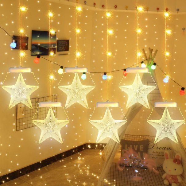 Luci decorative a LED a forma di stella con telecomando - 6 luci stellate colorate per decorazioni natalizie, per camera da letto, bar e feste_voghion.com