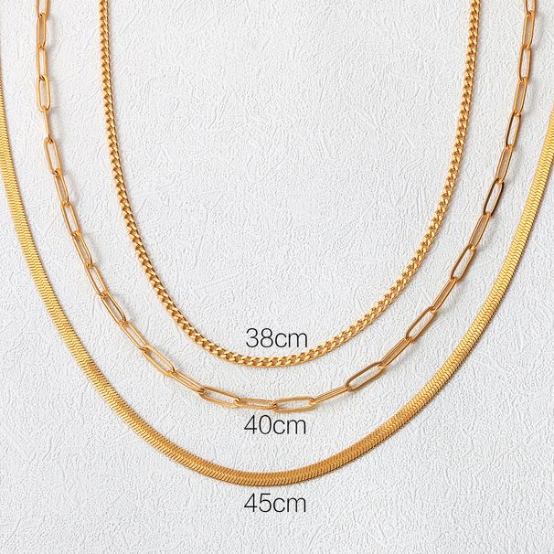 Collana a strati in oro da donna, placcata in oro, squisita collana a catena in oro K, set di collane a spina di pesce in oro_voghion.com