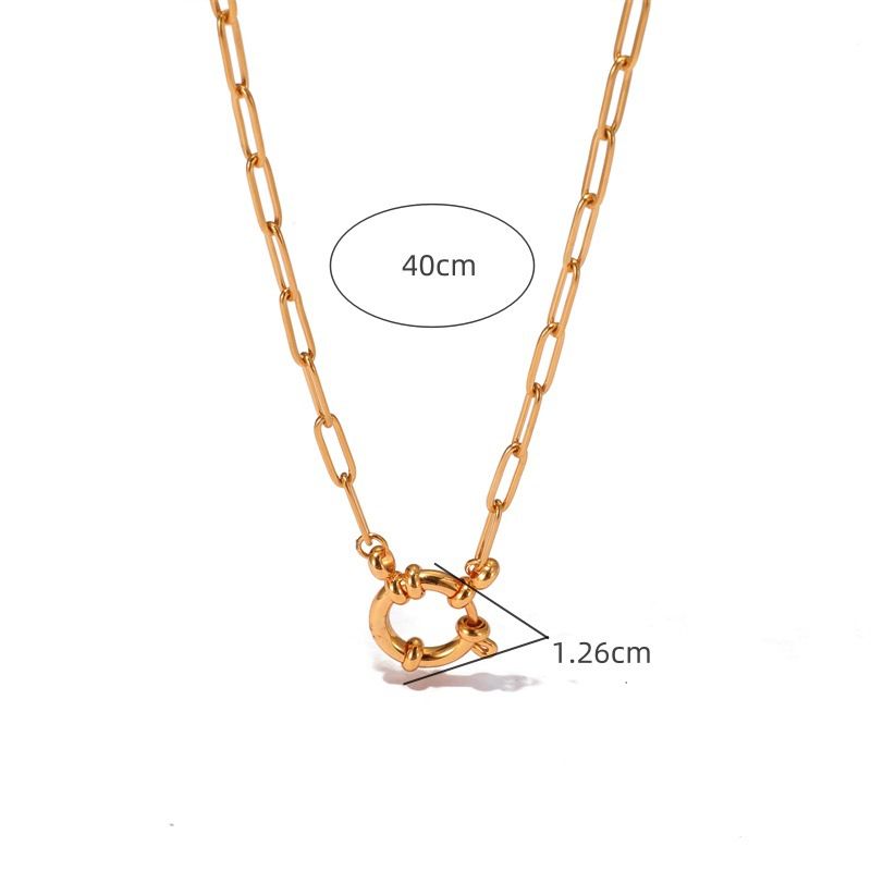 Collane alla moda Collana con ciondolo in acciaio inossidabile Collana con fibbia a molla personalizzata in stile popolare in oro 18 carati da donna_voghion.com