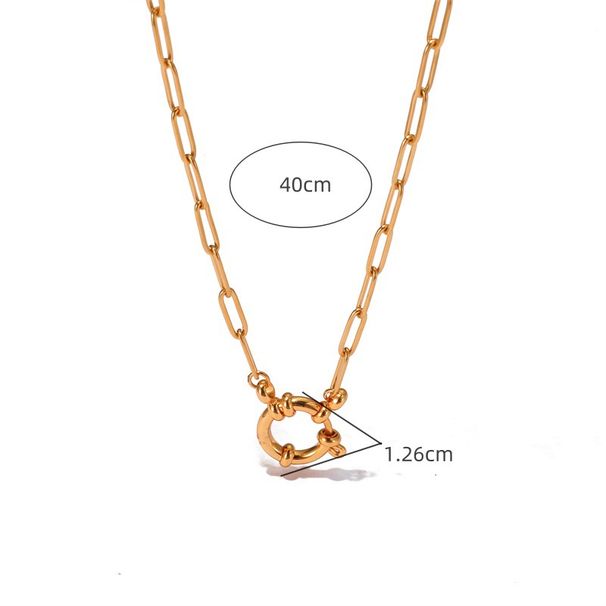 Collane alla moda Collana con ciondolo in acciaio inossidabile Collana con fibbia a molla personalizzata in stile popolare in oro 18 carati da donna_voghion.com