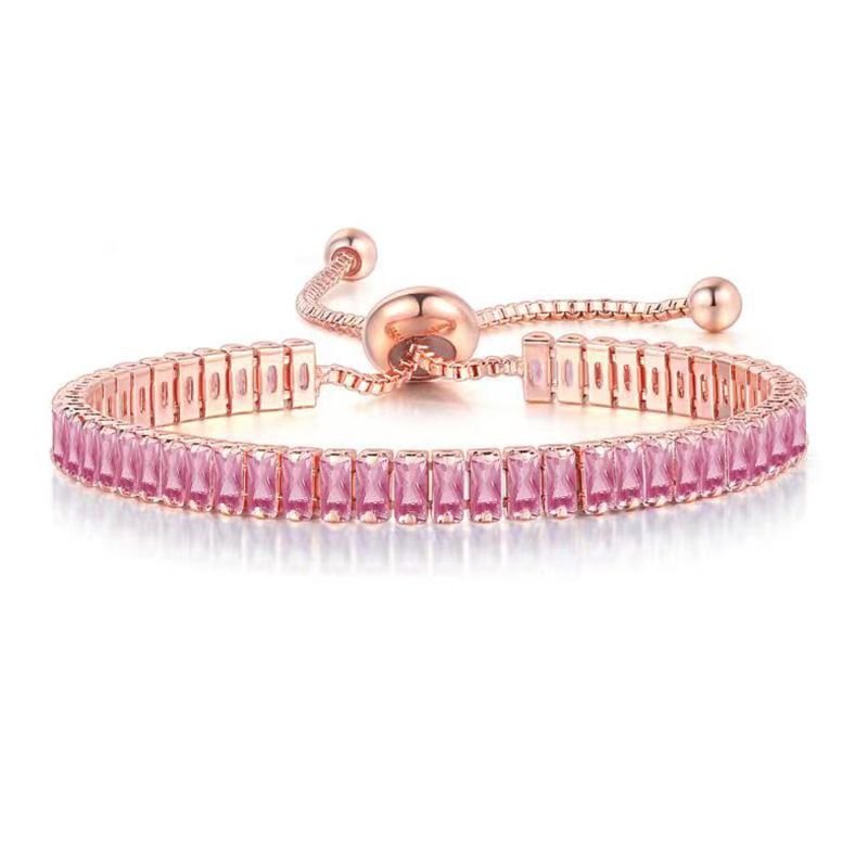 Damen-Schmuckset, modisch, beliebtes rechteckiges Zirkon-Armband, verstellbarer Handschmuck mit Geburtssteinen_voghion.com