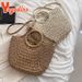 Summer Woven Straw Women Rattan Handmade Handbag New Trendy Shoulder Travel Beach Bags Kintted Handle Bag Totes_voghion.com