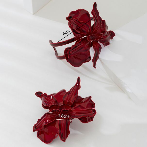 Un set di nuovi braccialetti e anelli con fiori rossi di alta qualità, personalizzati e dal design esagerato, per le donne, regalo per feste._voghion.com