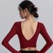 2025 Style Yoga Shirt With Chest Pads, Beautiful Back Design, New Year Red Square Neck Slimming Top, Pilates Running_voghion.com