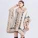 Woolen collar jacquard cape cape large size knitted cardigan woolen coat woman_voghion.com