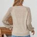 Eleganter, einfarbiger Strickpullover für Damen mit Häkeldetails, lange Ärmel, lockerer Schnitt, V-Ausschnitt, lange Ärmel_voghion.com