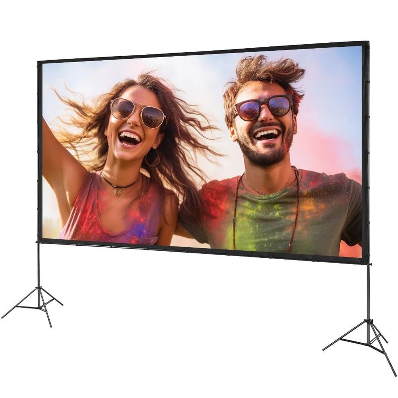 Movie WrinkleFree Inch 16:9 Screen 1080 HD Stand Projection With With Stand Outdoor Screen 4K Projector Tripod With Screen 150_voghion.com