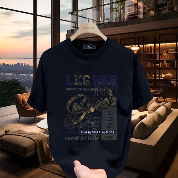 Maglietta grande a maniche corte da uomo in puro cotone 2025, nuova tendenza, di alta qualità, leggera e di lusso, colore rosso Internet_voghion.com