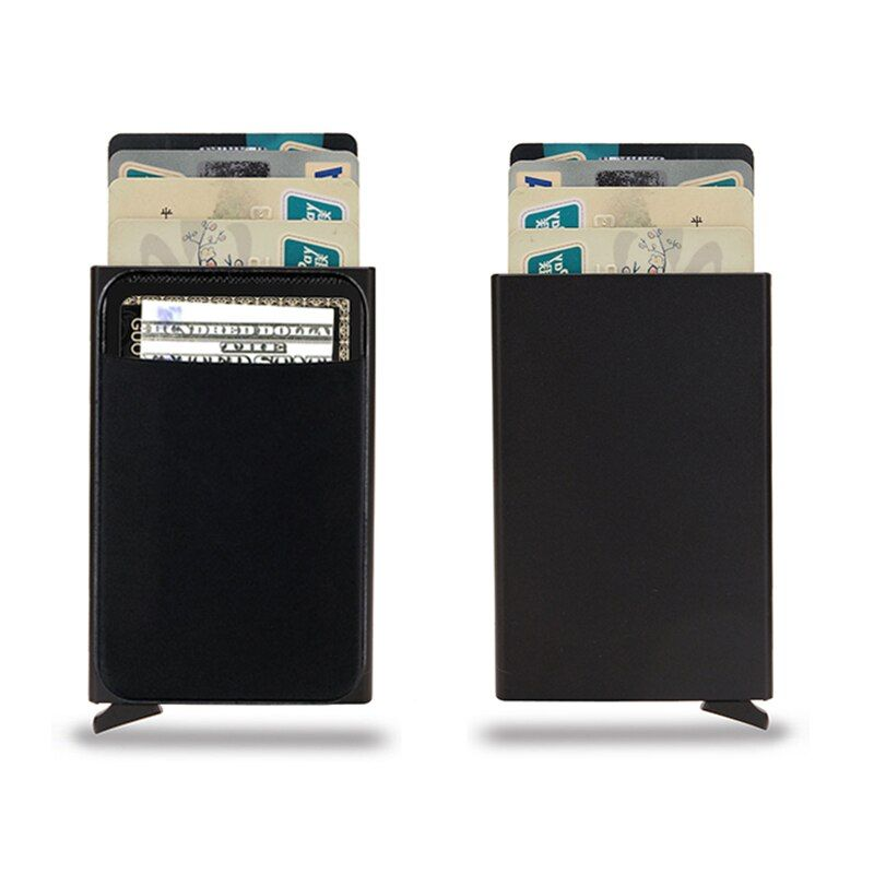 Porta carte di credito Smart Rfid Portafogli uomo minimalista in metallo sottile pop-up Portafogli uomo nero Carteira Masculina_voghion.com