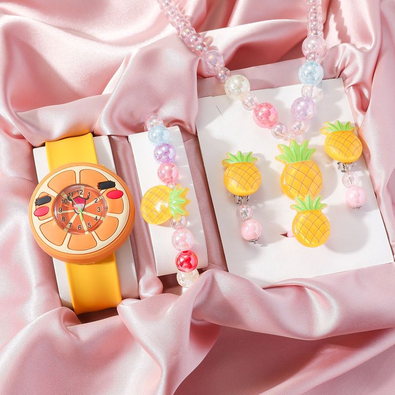 Nieuwe kinderhorlogeset, schattig oranje kinderquartzhorloge, kunststof bandset, uurwerk, grote wijzerplaat_voghion.com