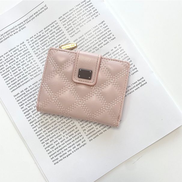 Kurze Brieftasche für Damen, neue rautenförmige High-End-Geldbörse mit kleinem Reißverschluss im Duftstil_voghion.com