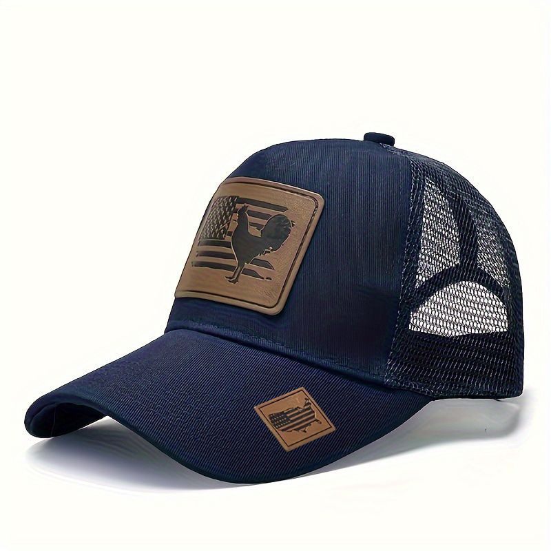 Cross border boerderij haan geborduurde honkbal mesh pet, landelijke stijl mode outdoor sport accessoires_voghion.com