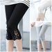 Lace leggings for women, thin summer elastic slimming tights, three quarter pants for wearing inside and outside_voghion.com