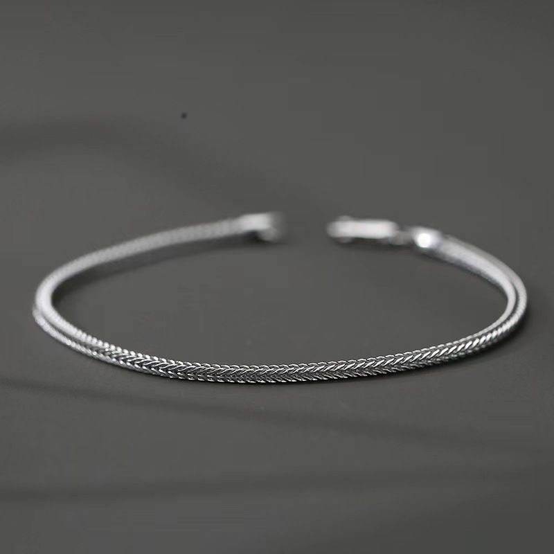Thick foxtail men's bracelet personality trend hip hop style bracelet simple and domineering 3mm round snake bone men's bracelet_voghion.com