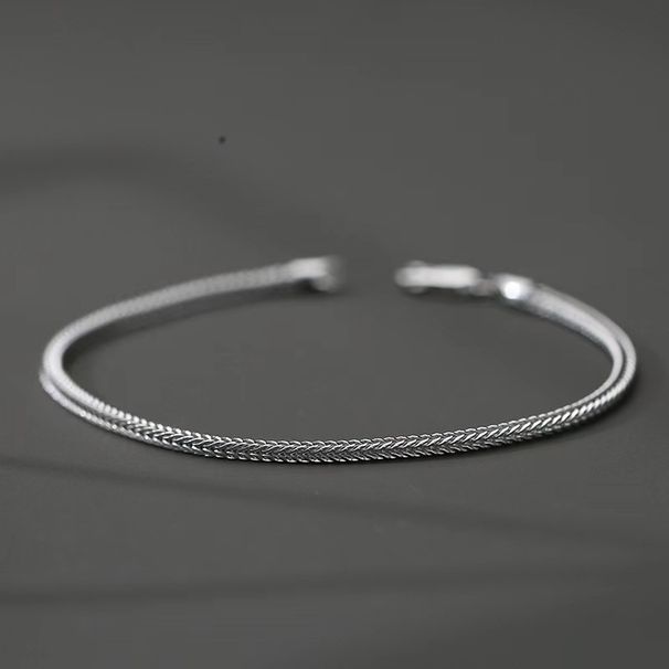 Thick foxtail men's bracelet personality trend hip hop style bracelet simple and domineering 3mm round snake bone men's bracelet_voghion.com