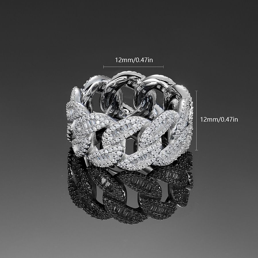 Anello cubano unisex a forma di luna in argento, stile hip-hop, stile street_voghion.com