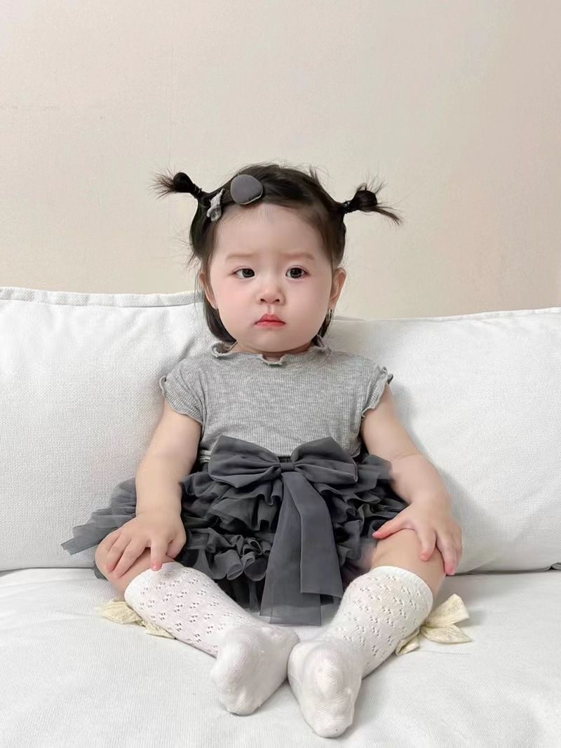 Zomerkleding voor baby's, peuters, modieuze bolle rok, halflange mouwloze top, tweedelig pak_voghion.com